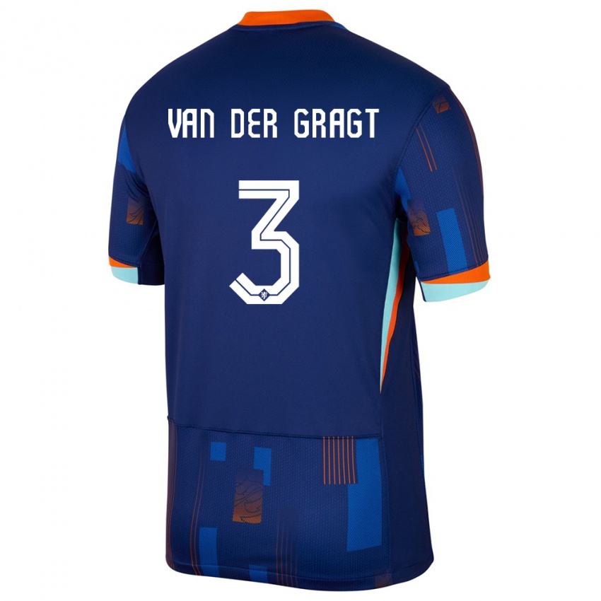 Kinder Niederlande Stefanie Van Der Gragt #3 Blau Auswärtstrikot Trikot 24-26 T-Shirt Österreich