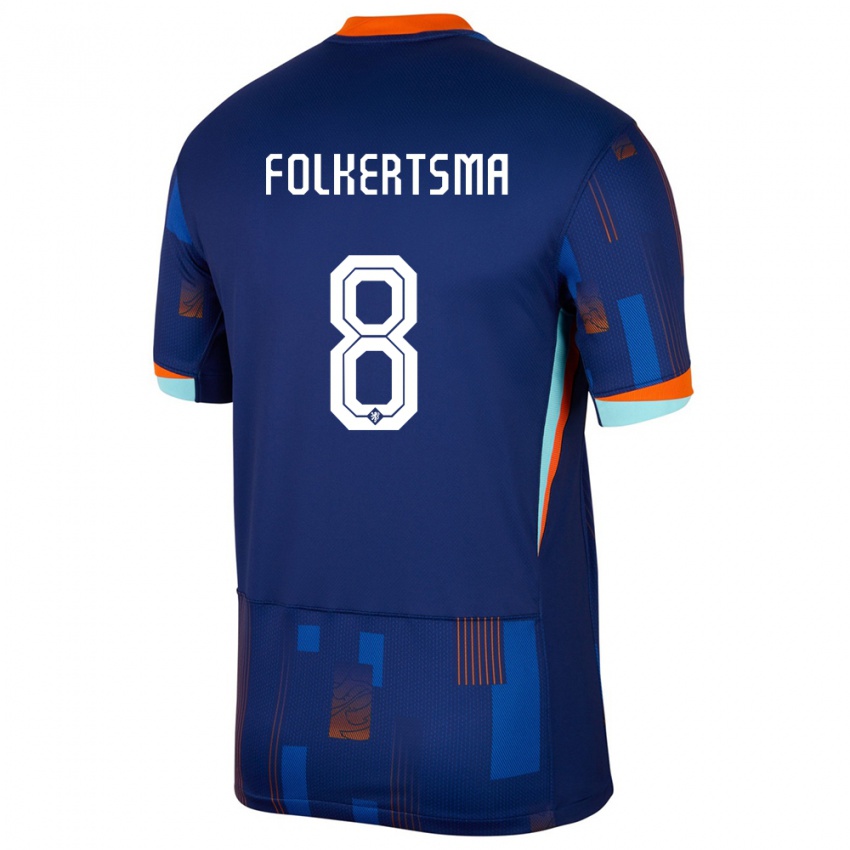 Kinder Niederlande Sisca Folkertsma #8 Blau Auswärtstrikot Trikot 24-26 T-Shirt Österreich