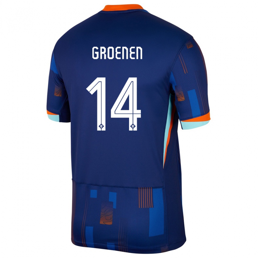 Kinder Niederlande Jackie Groenen #14 Blau Auswärtstrikot Trikot 24-26 T-Shirt Österreich