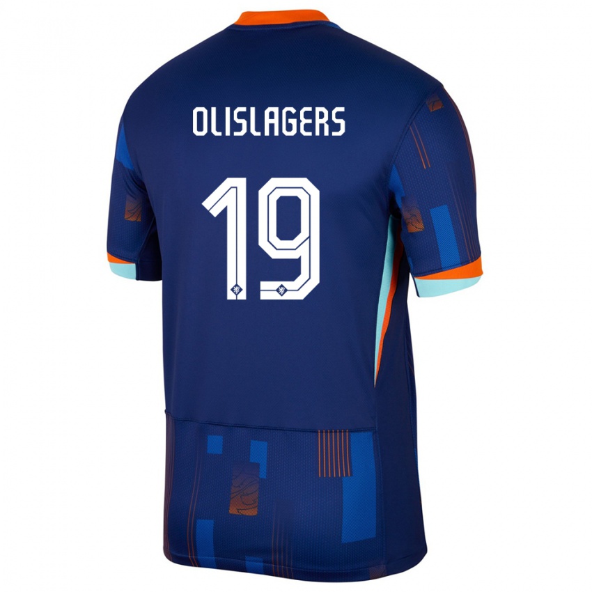 Kinder Niederlande Marisa Olislagers #19 Blau Auswärtstrikot Trikot 24-26 T-Shirt Österreich