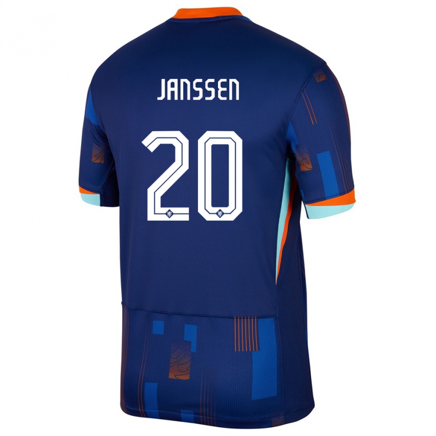 Kinder Niederlande Dominique Janssen #20 Blau Auswärtstrikot Trikot 24-26 T-Shirt Österreich