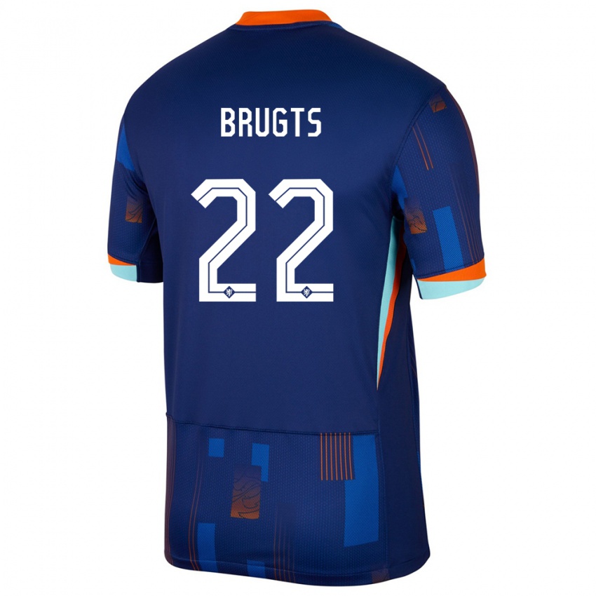 Kinder Niederlande Esmee Brugts #22 Blau Auswärtstrikot Trikot 24-26 T-Shirt Österreich