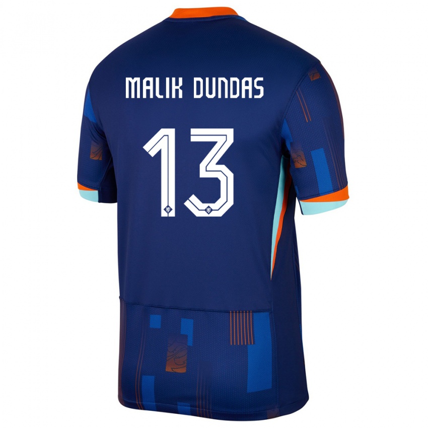 Kinder Niederlande Noa Malik Dundas #13 Blau Auswärtstrikot Trikot 24-26 T-Shirt Österreich