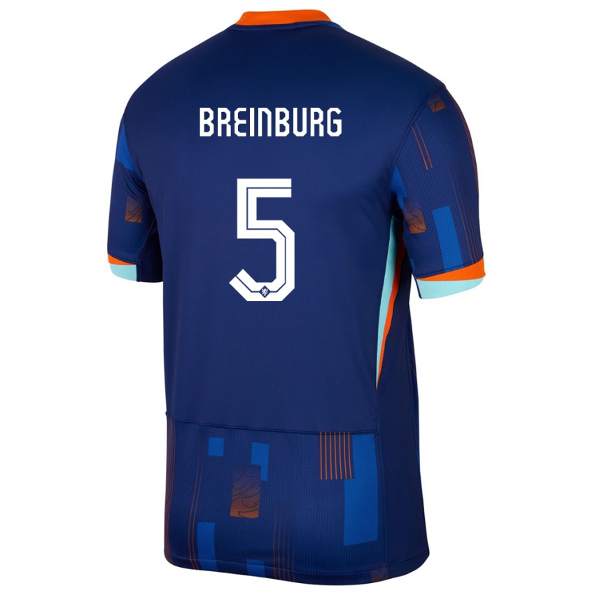 Kinder Niederlande Rainey Breinburg #5 Blau Auswärtstrikot Trikot 24-26 T-Shirt Österreich