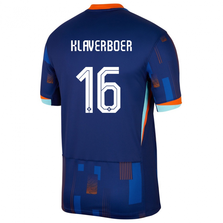 Kinder Niederlande Bernt Klaverboer #16 Blau Auswärtstrikot Trikot 24-26 T-Shirt Österreich