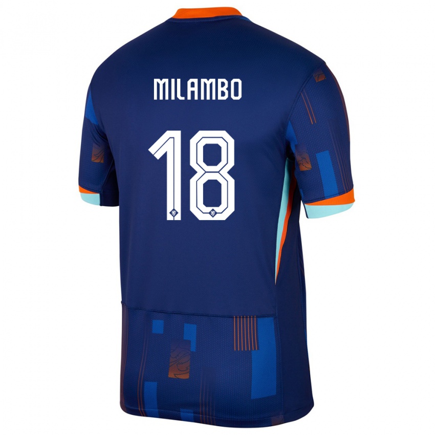 Kinder Niederlande Antoni Milambo #18 Blau Auswärtstrikot Trikot 24-26 T-Shirt Österreich