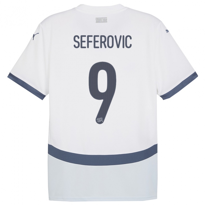 Kinder Schweiz Haris Seferovic #9 Weiß Auswärtstrikot Trikot 24-26 T-Shirt Österreich