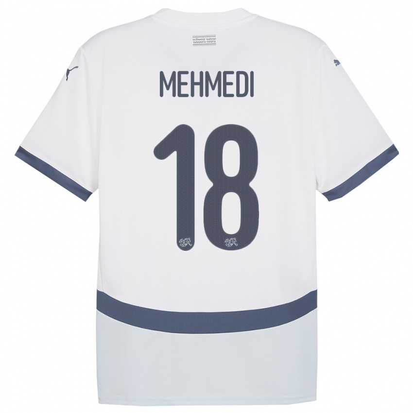 Kinder Schweiz Admir Mehmedi #18 Weiß Auswärtstrikot Trikot 24-26 T-Shirt Österreich