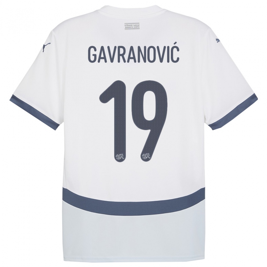 Kinder Schweiz Mario Gavranovic #19 Weiß Auswärtstrikot Trikot 24-26 T-Shirt Österreich