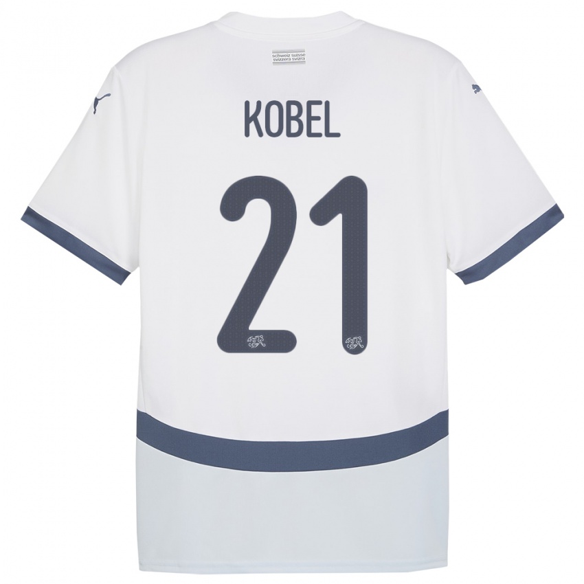 Kinder Schweiz Gregor Kobel #21 Weiß Auswärtstrikot Trikot 24-26 T-Shirt Österreich