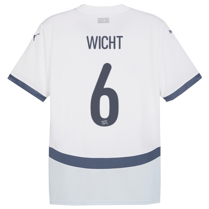 Kinder Schweiz Nathan Wicht #6 Weiß Auswärtstrikot Trikot 24-26 T-Shirt Österreich