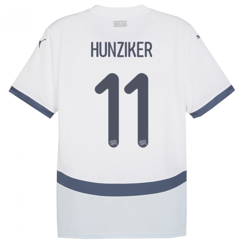 Kinder Schweiz Andrin Hunziker #11 Weiß Auswärtstrikot Trikot 24-26 T-Shirt Österreich