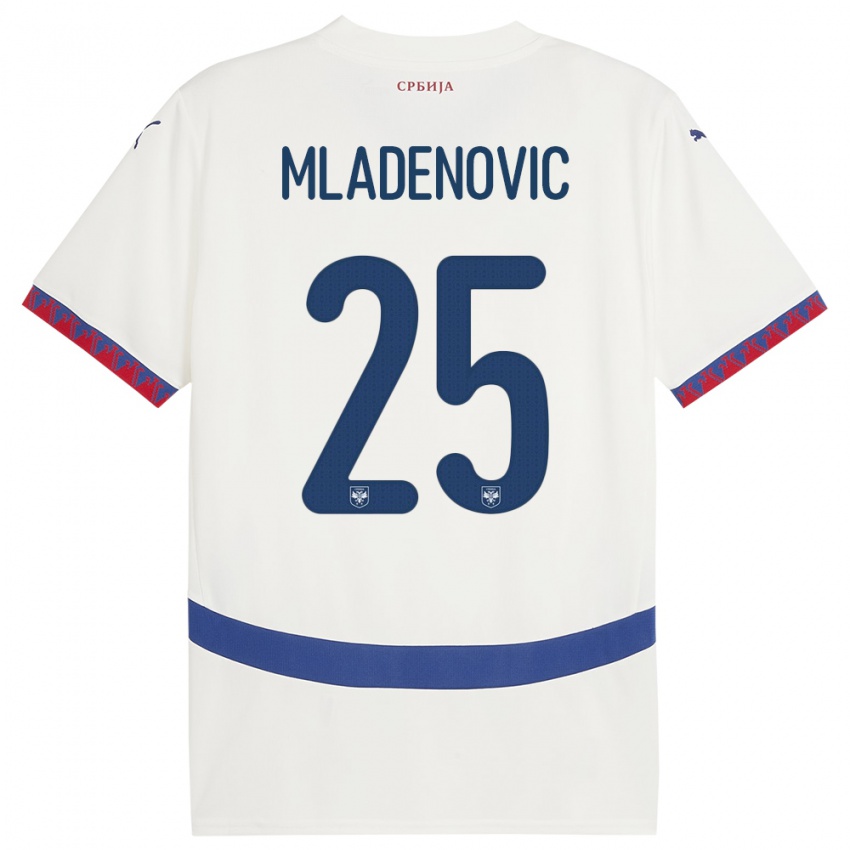 Kinder Serbien Filip Mladenovic #25 Weiß Auswärtstrikot Trikot 24-26 T-Shirt Österreich