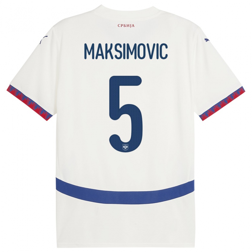 Kinder Serbien Nemanja Maksimovic #5 Weiß Auswärtstrikot Trikot 24-26 T-Shirt Österreich