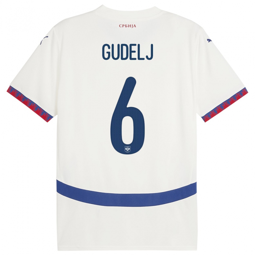 Kinder Serbien Nemanja Gudelj #6 Weiß Auswärtstrikot Trikot 24-26 T-Shirt Österreich