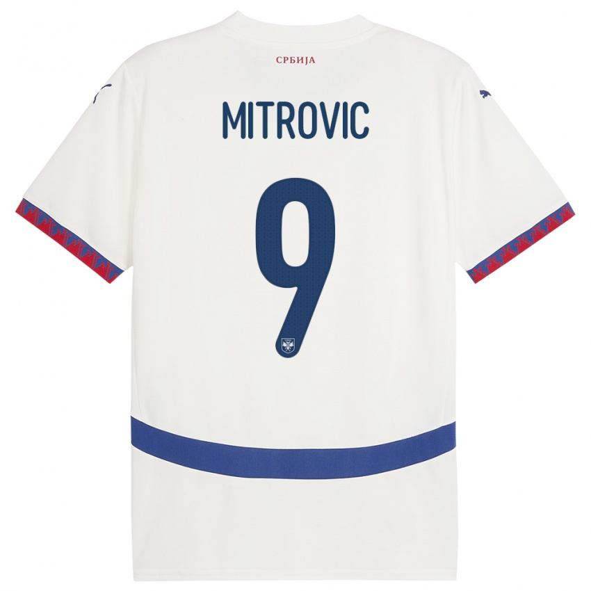 Kinder Serbien Aleksandar Mitrovic #9 Weiß Auswärtstrikot Trikot 24-26 T-Shirt Österreich