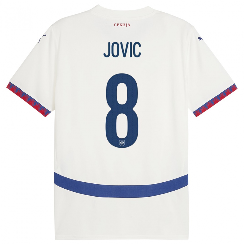 Kinder Serbien Luka Jovic #8 Weiß Auswärtstrikot Trikot 24-26 T-Shirt Österreich