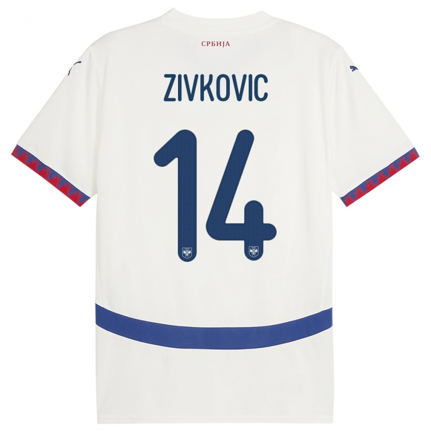 Kinder Serbien Andrija Zivkovic #14 Weiß Auswärtstrikot Trikot 24-26 T-Shirt Österreich