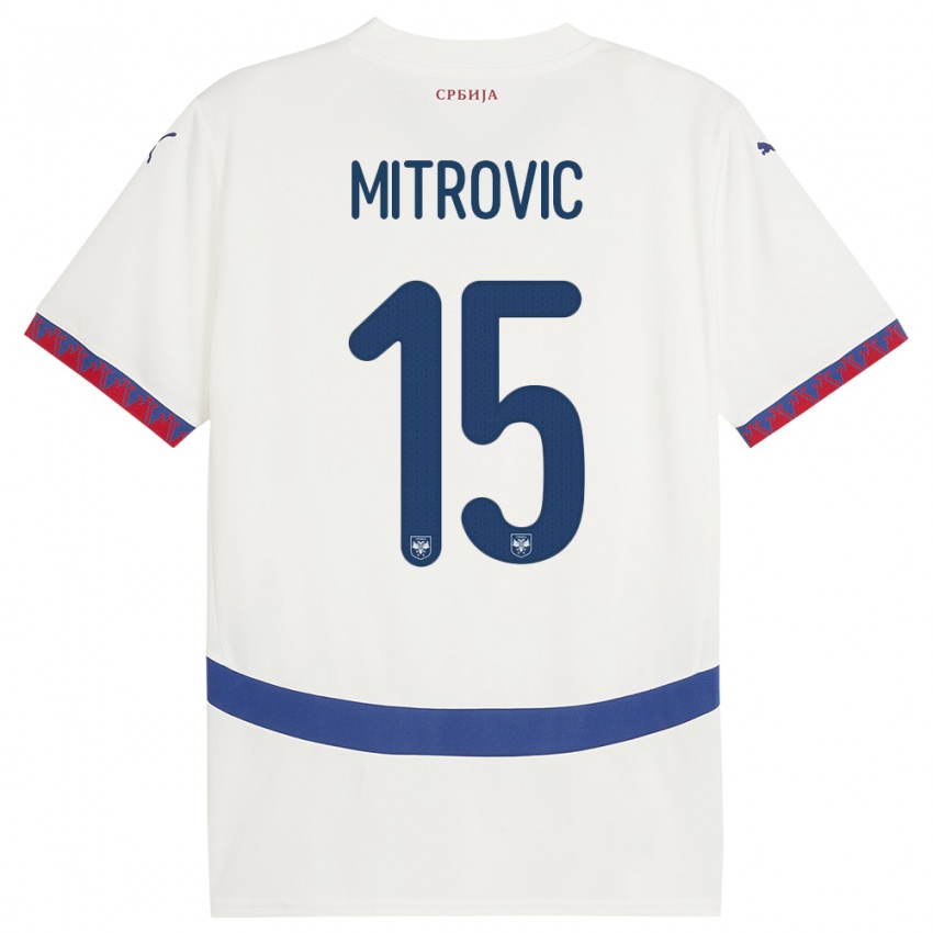 Kinder Serbien Stefan Mitrovic #15 Weiß Auswärtstrikot Trikot 24-26 T-Shirt Österreich