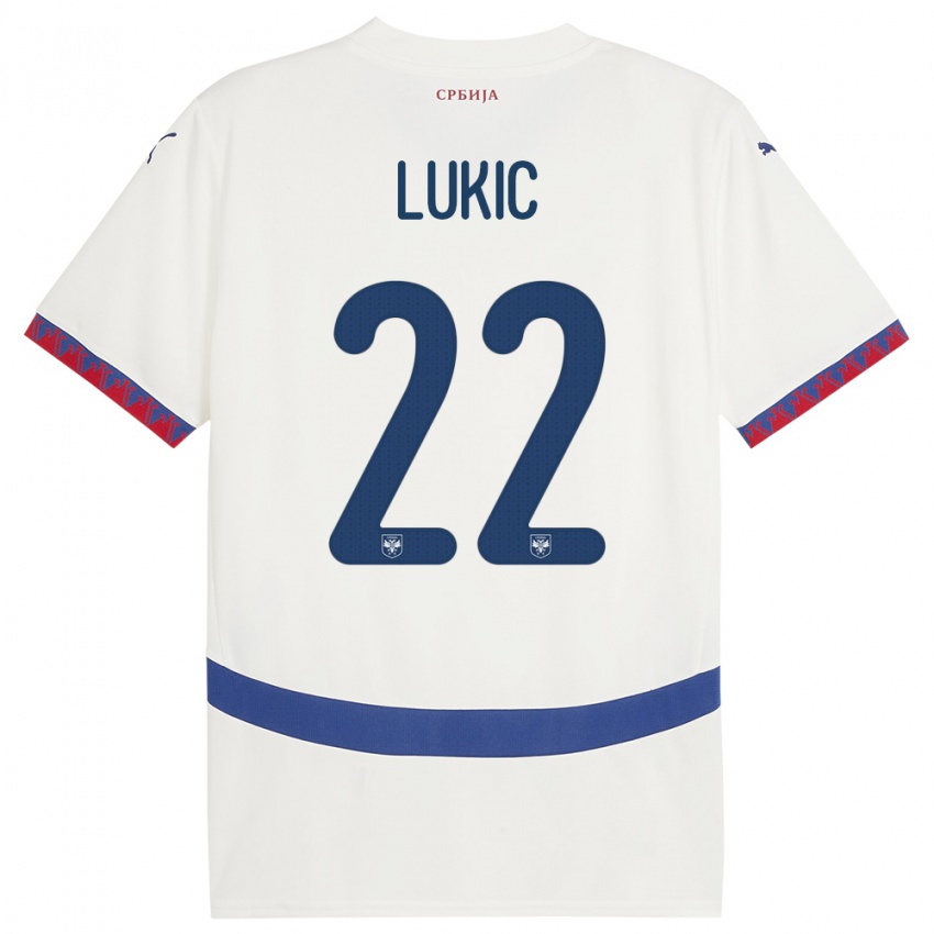 Kinder Serbien Sasa Lukic #22 Weiß Auswärtstrikot Trikot 24-26 T-Shirt Österreich