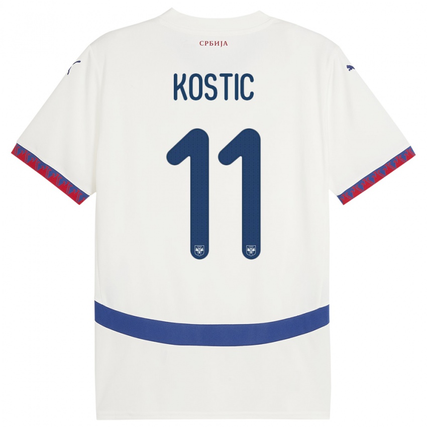 Kinder Serbien Filip Kostic #11 Weiß Auswärtstrikot Trikot 24-26 T-Shirt Österreich