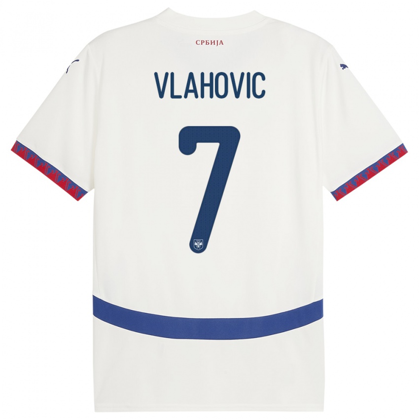 Kinder Serbien Dusan Vlahovic #7 Weiß Auswärtstrikot Trikot 24-26 T-Shirt Österreich