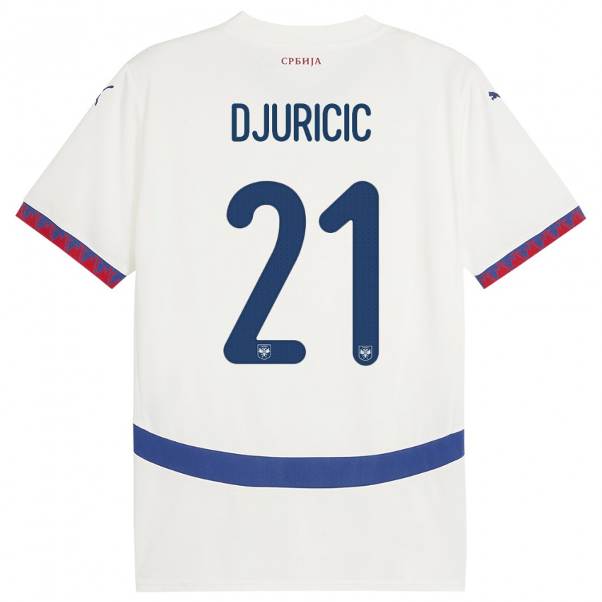 Kinder Serbien Filip Djuricic #21 Weiß Auswärtstrikot Trikot 24-26 T-Shirt Österreich