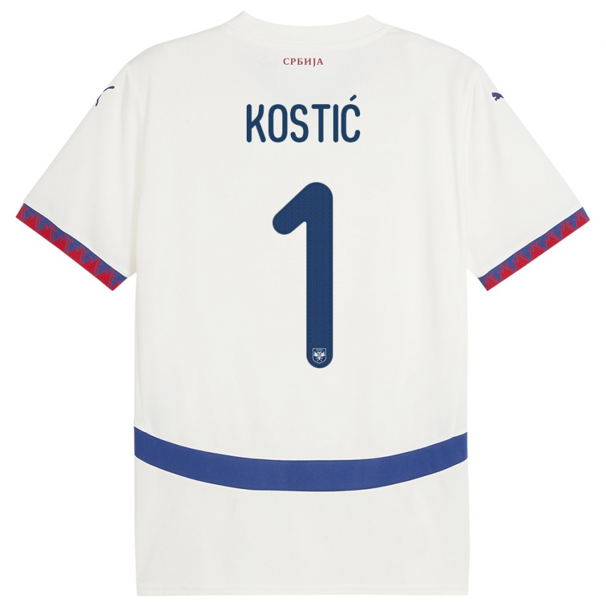 Kinder Serbien Milica Kostic #1 Weiß Auswärtstrikot Trikot 24-26 T-Shirt Österreich