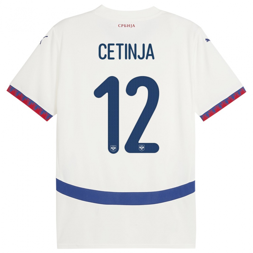 Kinder Serbien Sara Cetinja #12 Weiß Auswärtstrikot Trikot 24-26 T-Shirt Österreich