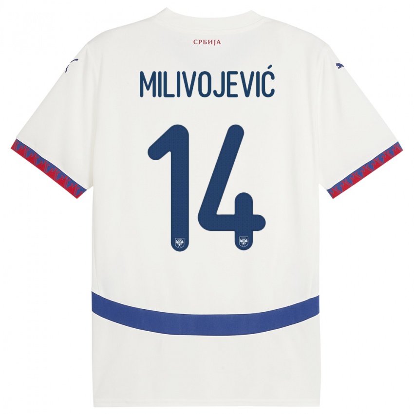 Kinder Serbien Vesna Milivojevic #14 Weiß Auswärtstrikot Trikot 24-26 T-Shirt Österreich