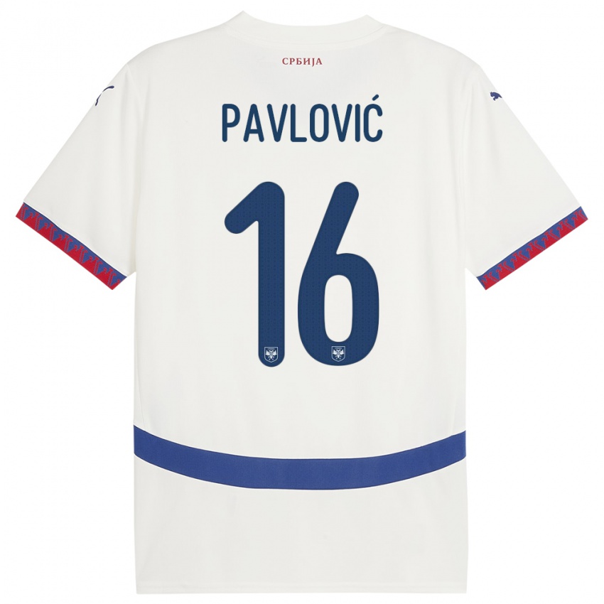 Kinder Serbien Sara Pavlovic #16 Weiß Auswärtstrikot Trikot 24-26 T-Shirt Österreich