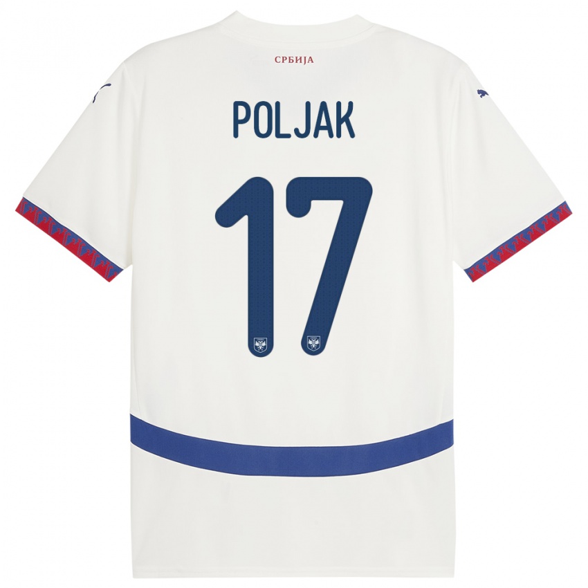 Kinder Serbien Allegra Poljak #17 Weiß Auswärtstrikot Trikot 24-26 T-Shirt Österreich