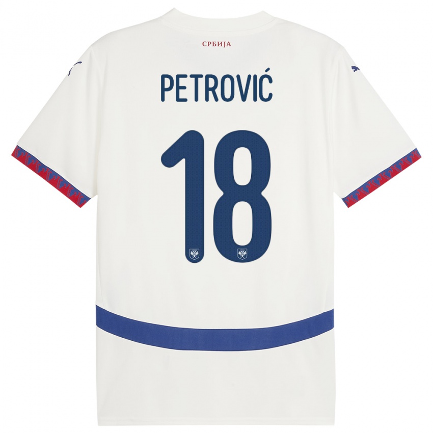 Kinder Serbien Emilija Petrovic #18 Weiß Auswärtstrikot Trikot 24-26 T-Shirt Österreich