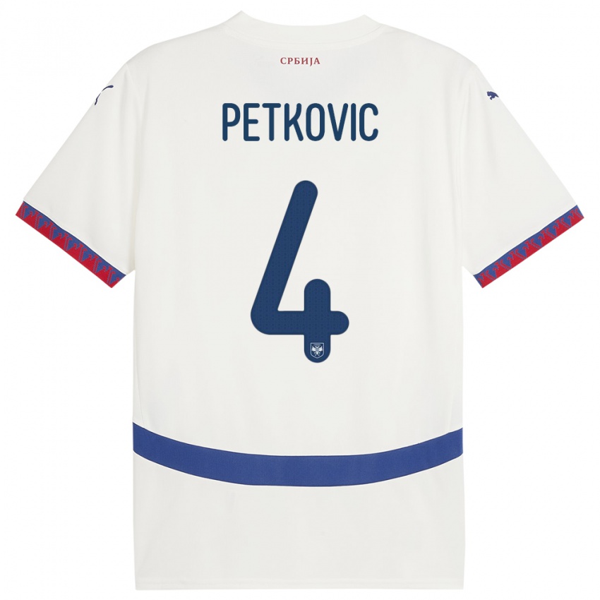 Kinder Serbien Nikola Petkovic #4 Weiß Auswärtstrikot Trikot 24-26 T-Shirt Österreich