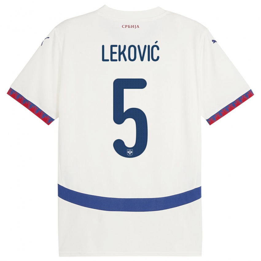 Kinder Serbien Stefan Lekovic #5 Weiß Auswärtstrikot Trikot 24-26 T-Shirt Österreich