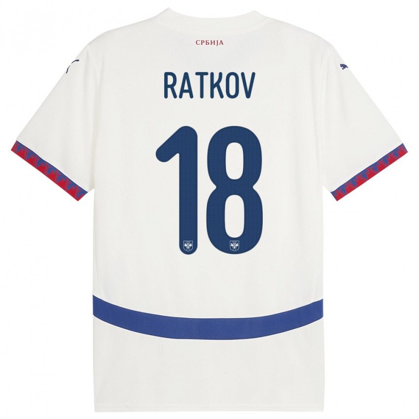 Kinder Serbien Petar Ratkov #18 Weiß Auswärtstrikot Trikot 24-26 T-Shirt Österreich