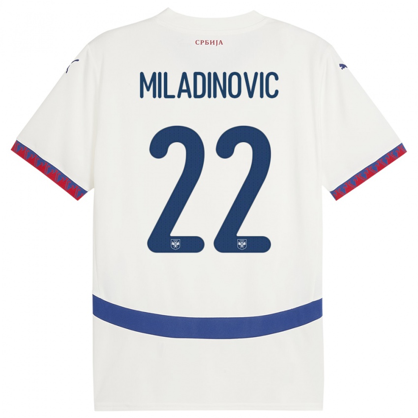 Kinder Serbien Igor Miladinovic #22 Weiß Auswärtstrikot Trikot 24-26 T-Shirt Österreich