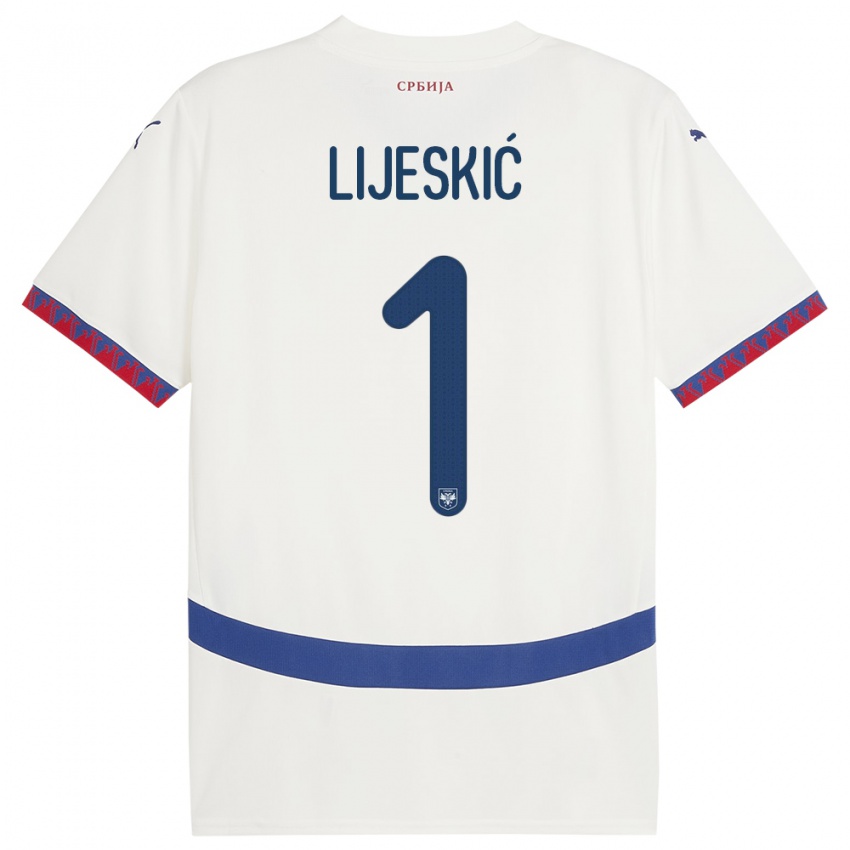 Kinder Serbien Luka Lijeskic #1 Weiß Auswärtstrikot Trikot 24-26 T-Shirt Österreich