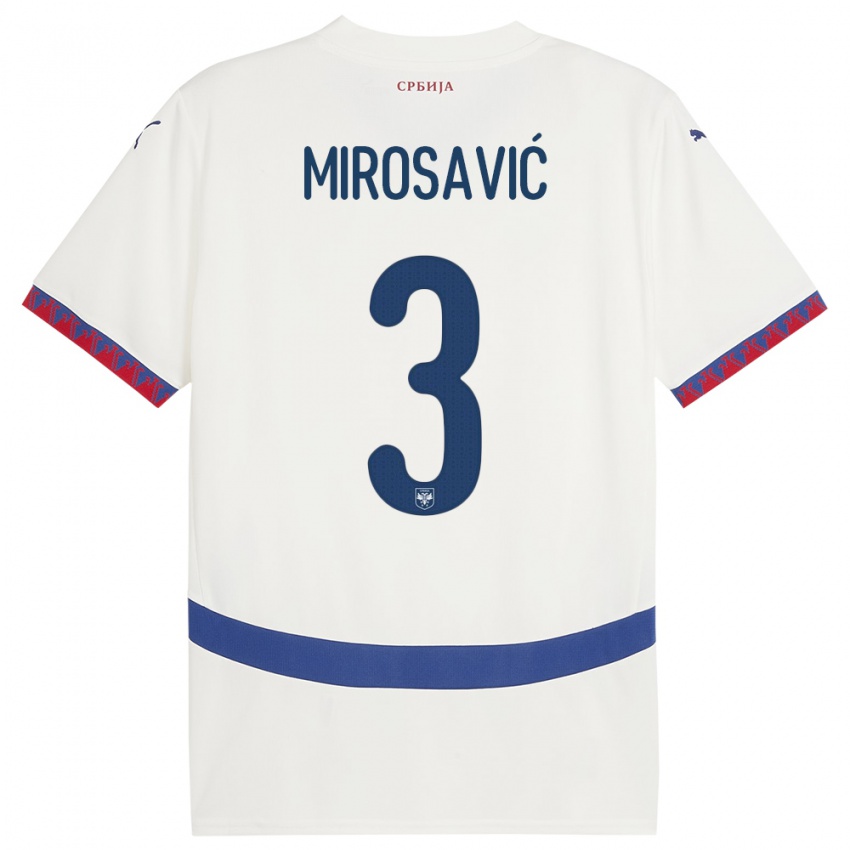 Kinder Serbien Veljko Mirosavic #3 Weiß Auswärtstrikot Trikot 24-26 T-Shirt Österreich