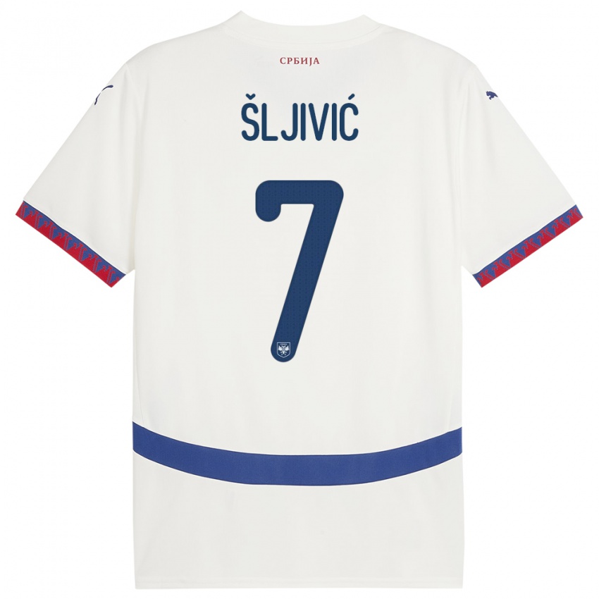 Kinder Serbien Jovan Sljivic #7 Weiß Auswärtstrikot Trikot 24-26 T-Shirt Österreich