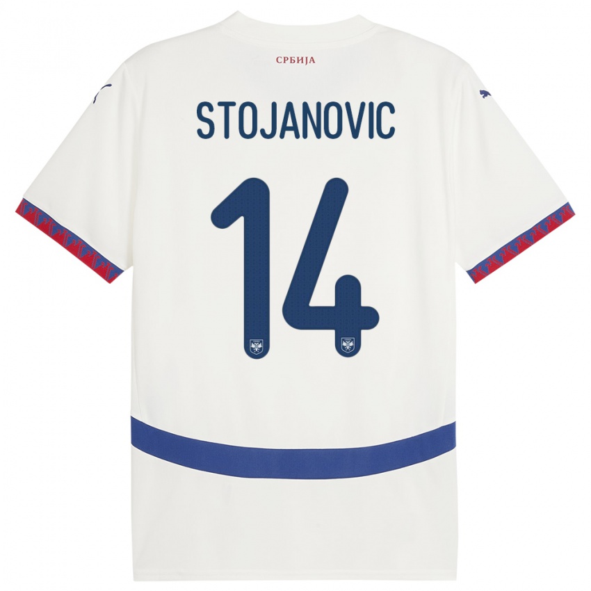 Kinder Serbien Matija Stojanovic #14 Weiß Auswärtstrikot Trikot 24-26 T-Shirt Österreich