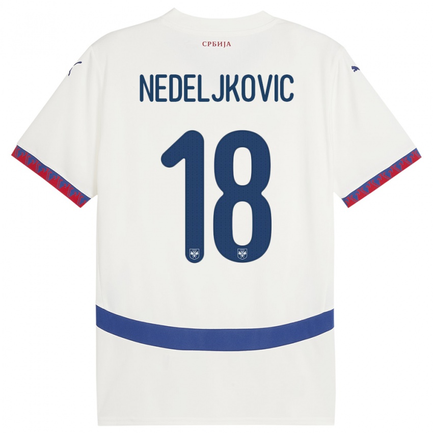 Kinder Serbien Kosta Nedeljkovic #18 Weiß Auswärtstrikot Trikot 24-26 T-Shirt Österreich