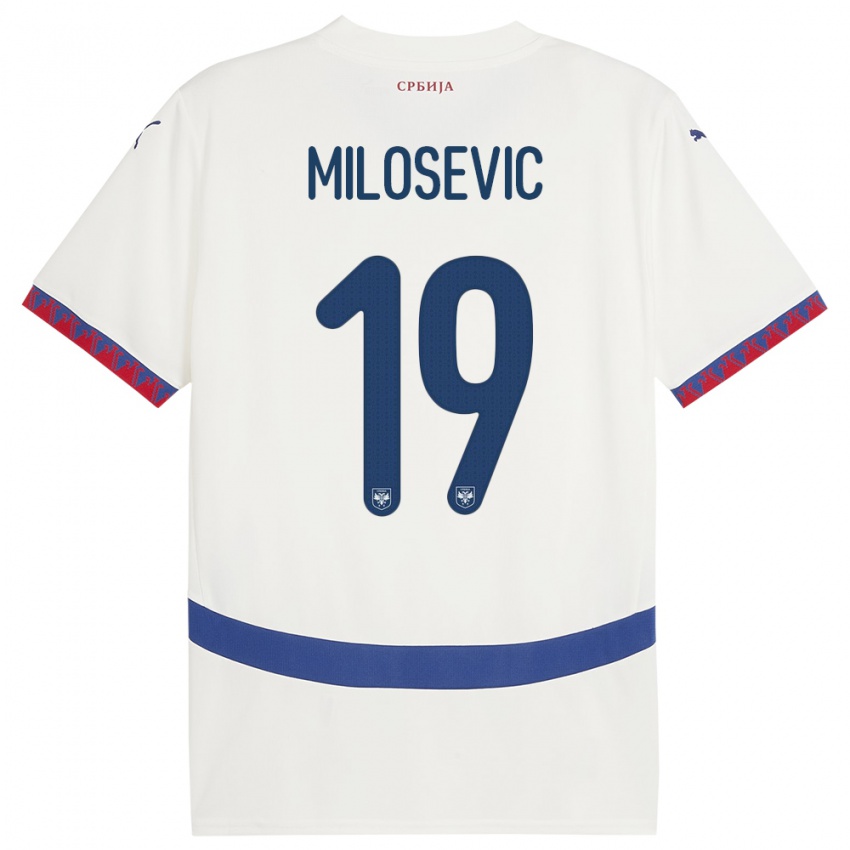 Kinder Serbien Jovan Milosevic #19 Weiß Auswärtstrikot Trikot 24-26 T-Shirt Österreich