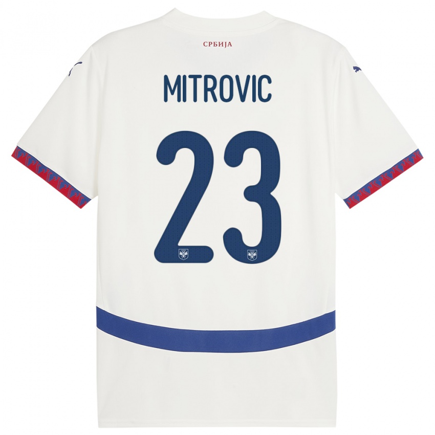 Kinder Serbien Vuk Mitrovic #23 Weiß Auswärtstrikot Trikot 24-26 T-Shirt Österreich