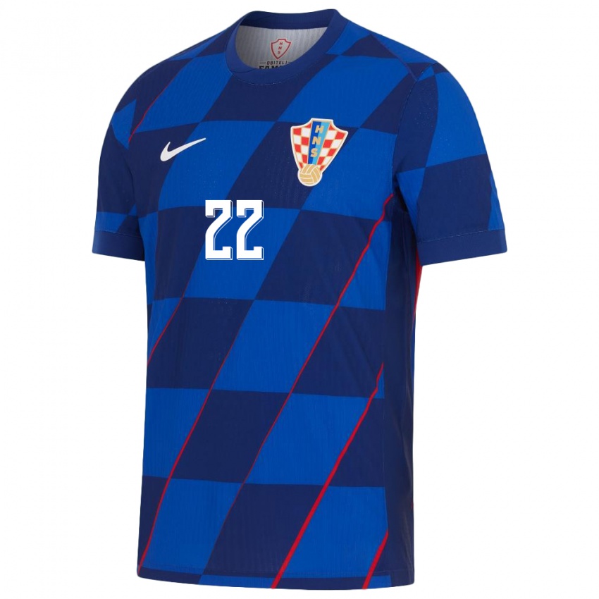 Kinder Kroatien Niko Dolonga #22 Blau Auswärtstrikot Trikot 24-26 T-Shirt Österreich