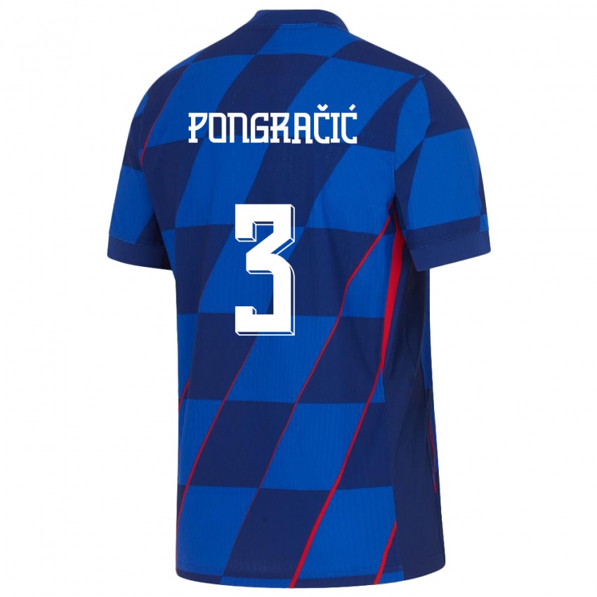 Kinder Kroatien Marin Pongracic #3 Blau Auswärtstrikot Trikot 24-26 T-Shirt Österreich