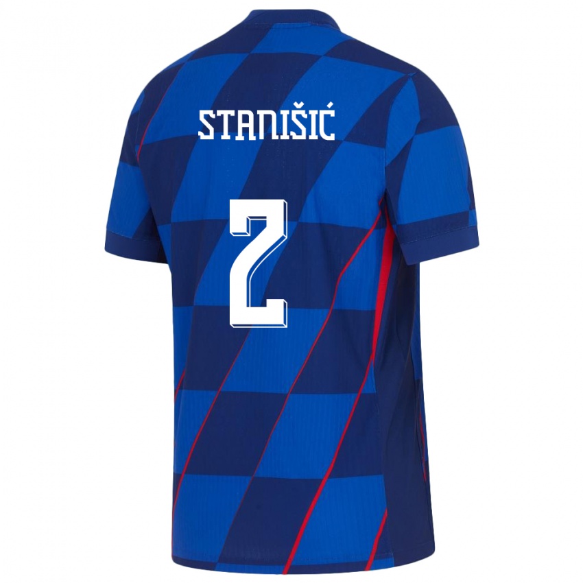 Kinder Kroatien Josip Stanisic #2 Blau Auswärtstrikot Trikot 24-26 T-Shirt Österreich