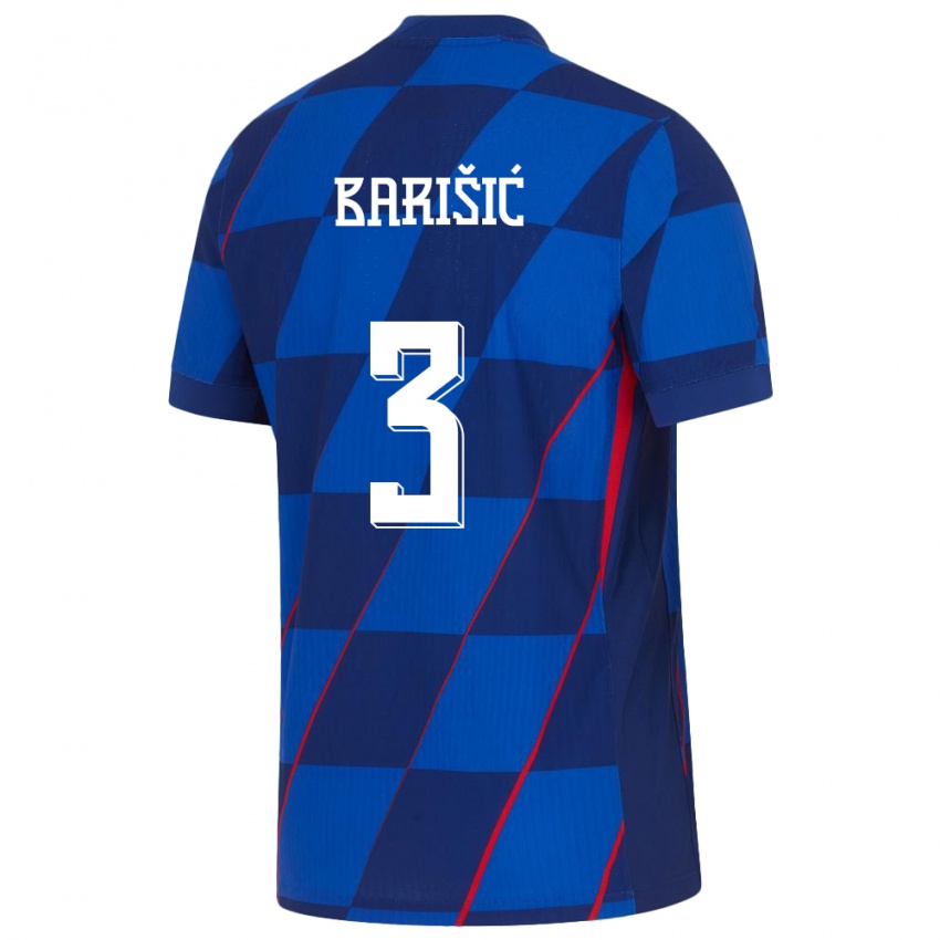 Kinder Kroatien Borna Barisic #3 Blau Auswärtstrikot Trikot 24-26 T-Shirt Österreich