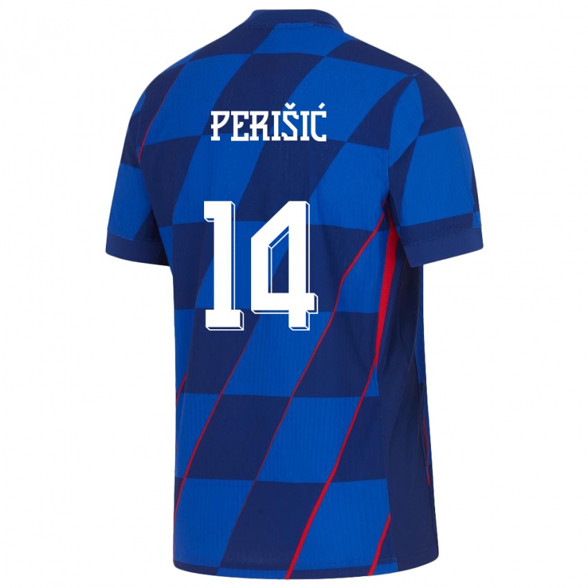 Kinder Kroatien Ivan Perisic #14 Blau Auswärtstrikot Trikot 24-26 T-Shirt Österreich