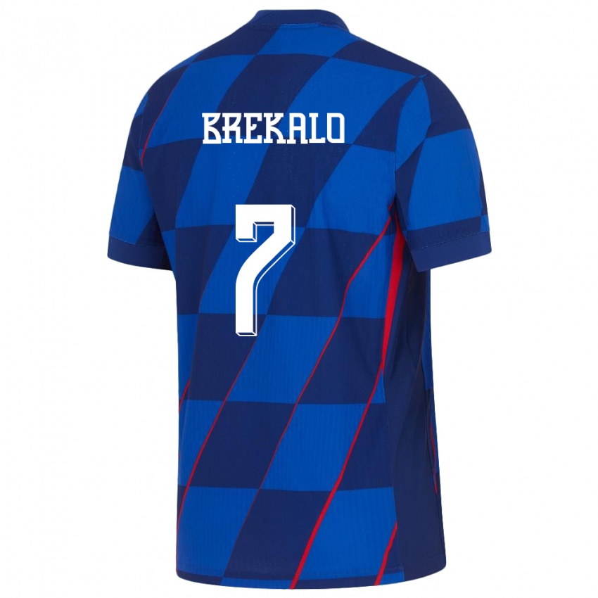 Kinder Kroatien Josip Brekalo #7 Blau Auswärtstrikot Trikot 24-26 T-Shirt Österreich